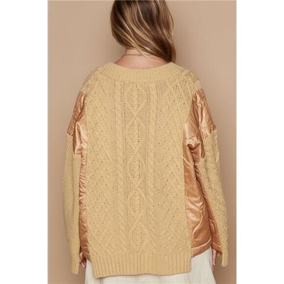 POL Quilting Patch Button Up Cable Knit Jacket - Picture 10 of 11